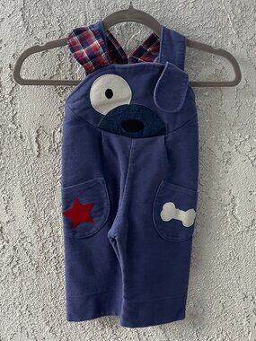 Wild Things Dog Overalls Blue Purple Plaid Patches Toddler 2-3 Years Unisex Kids